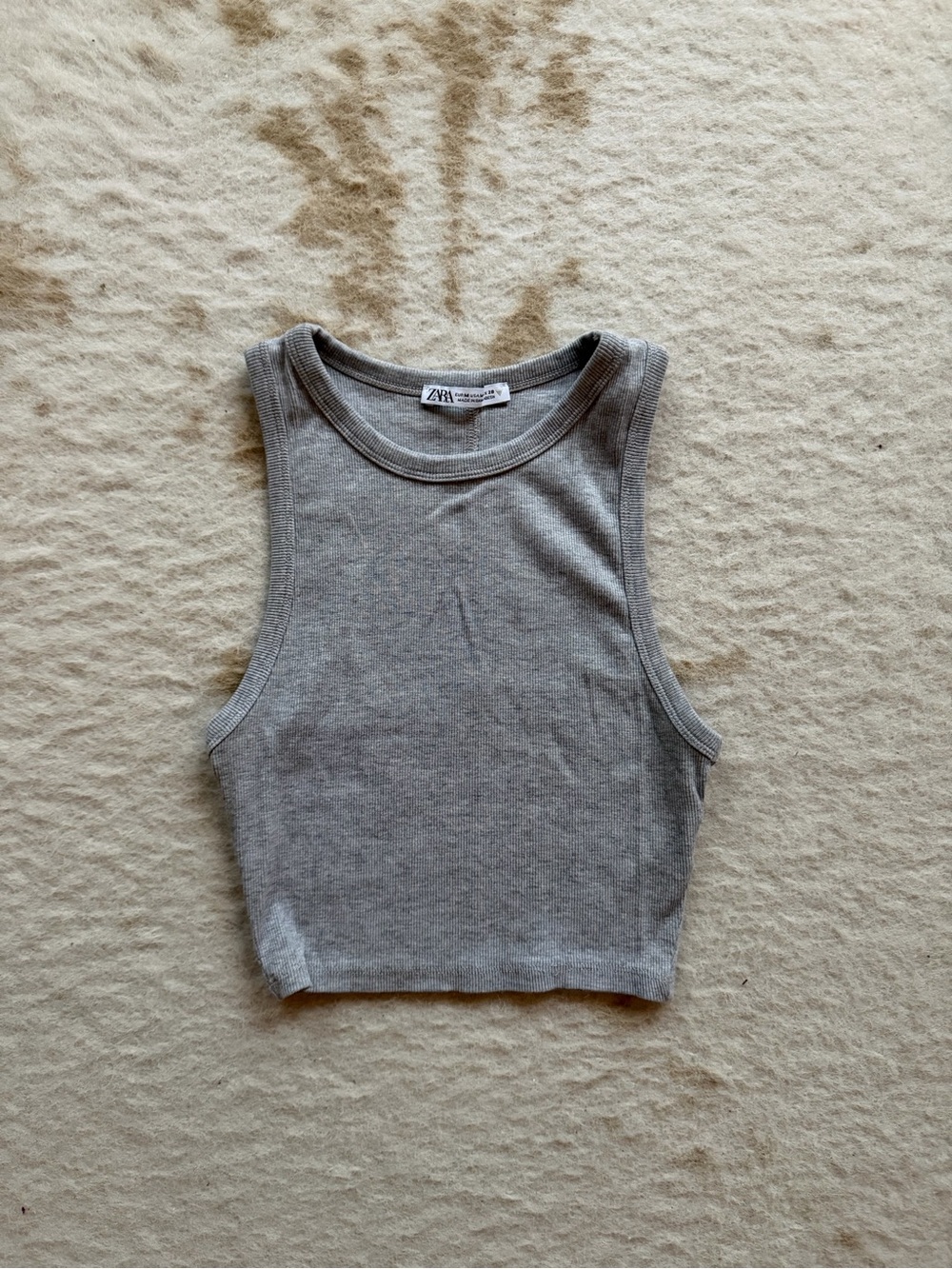 Zara Heather Gray Ribbed Cropped Tank